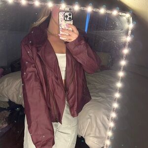 Burgundy leather jacket ny and company great condition